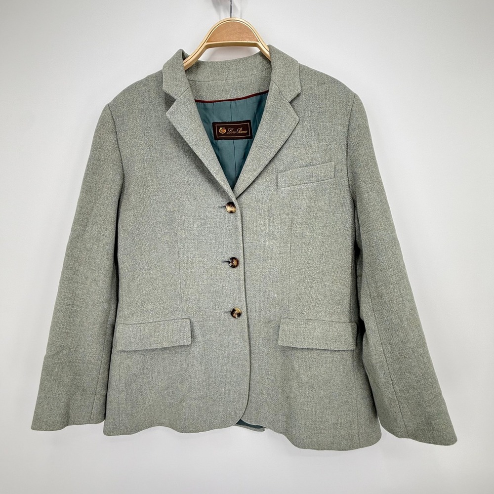 Loro Piana Blazer Womens 48 Sage Green Excellent 100% Cashmere 3-Button Italy